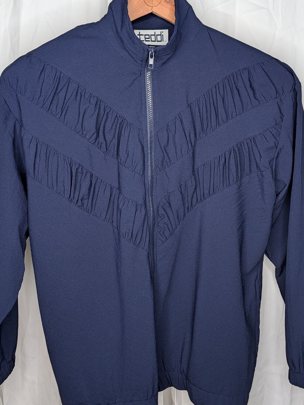Teddi Navy Blue Windbreaker Jacket Lightweight VTG Fashion